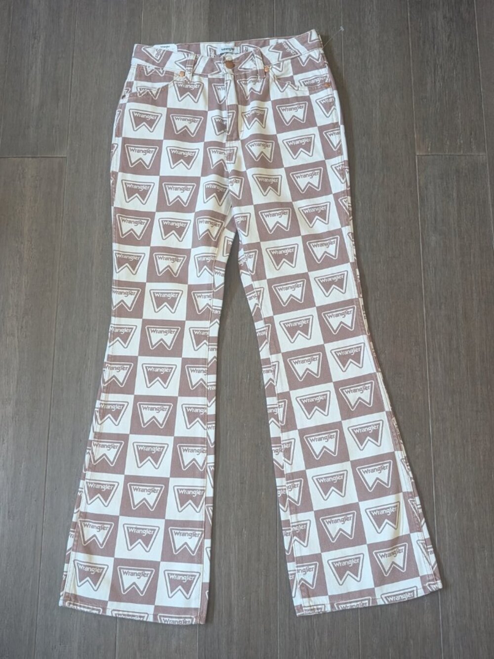 Wrangler Westward 626 Logo Checkerboard High Rise Bootcut Jeans 27/32 - Picture 2 of 11